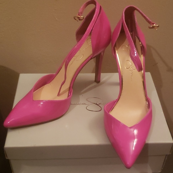 Jessica Simpson Pink Patent High Heels - Picture 1 of 4